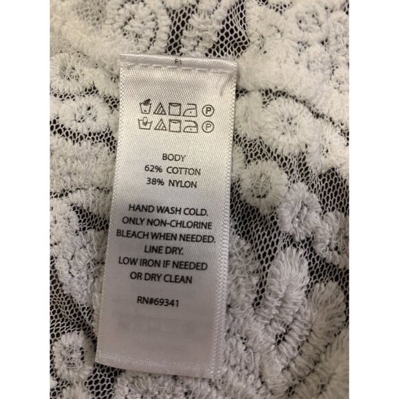 Rachel Zoe O/S White Cotton Lace Sheer Embroidered Boho Top Blouse Floral - Picture 8 of 8